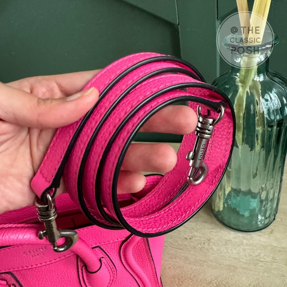 ❌SOLD❌ EUC Rare Celine Nano Luggage Fluo Pink Gold Crossbody Bag Tote - Picture 12 of 13